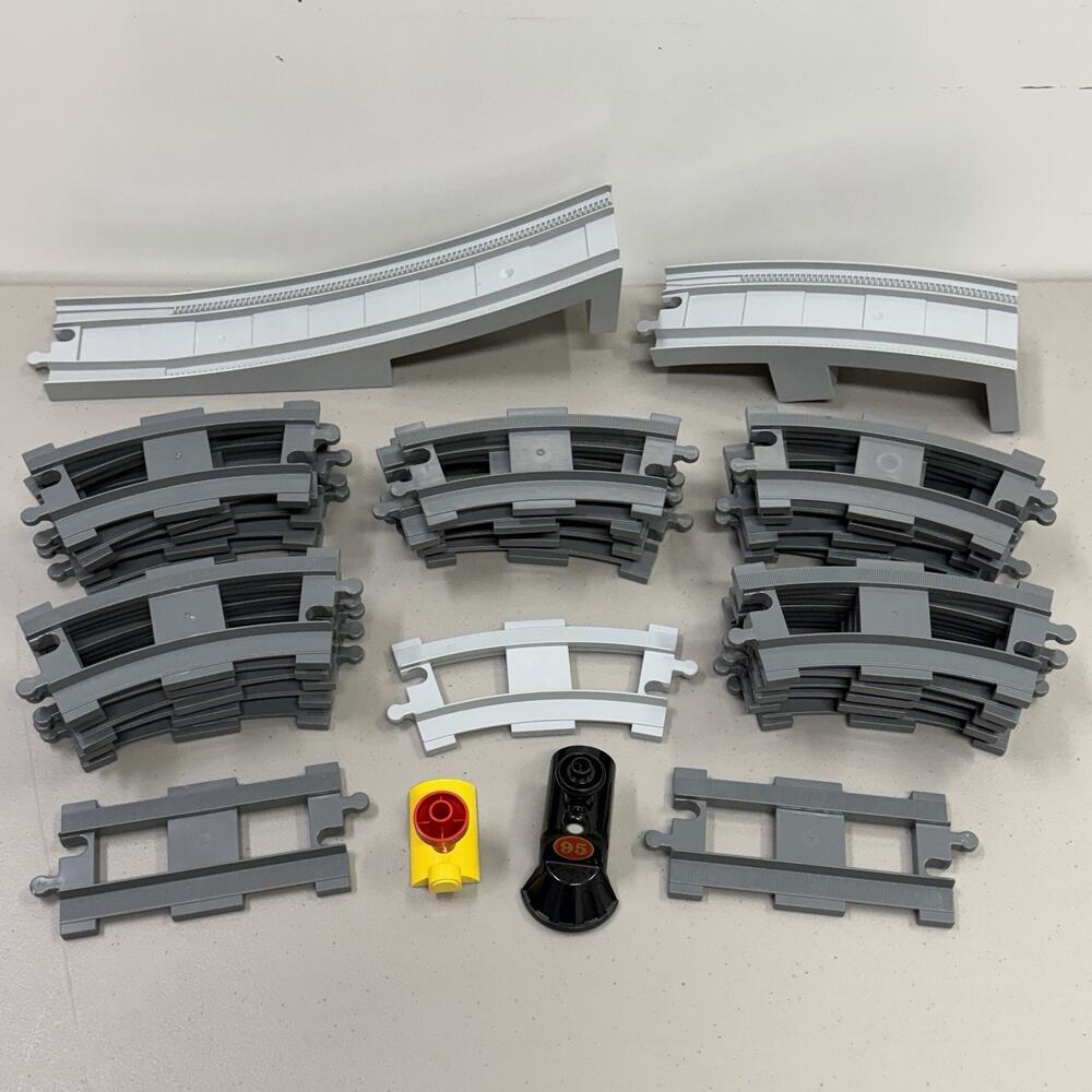 32 Pcs LEGO Duplo Train Track Curve Straight Bridge Parts 6377 6378 6393 6392
